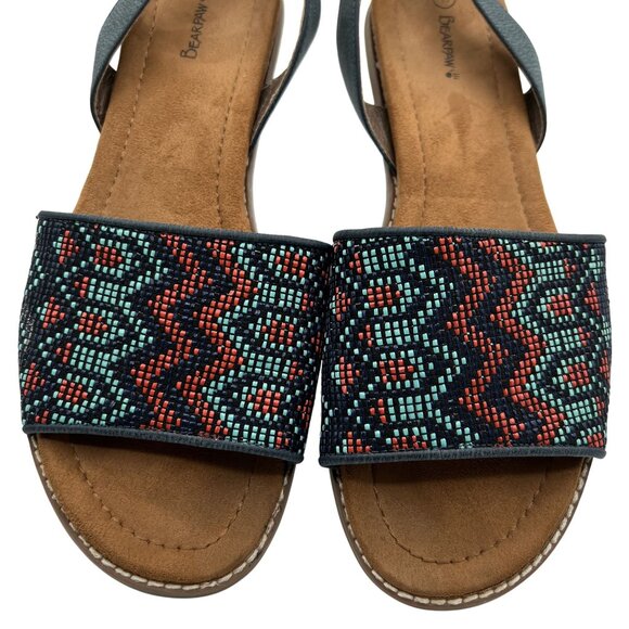 Bearpaw Meeka Women 11 Aztec Slingback Sandals Southwestern Beaded Suede Footbed - Picture 3 of 12